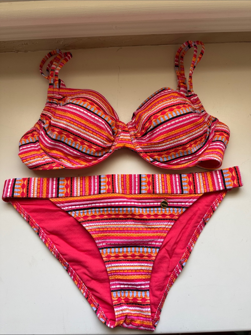 Striped Pink & Orange Women’s Bikini Set